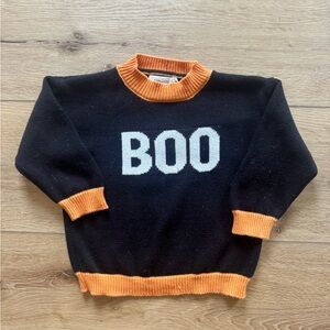 Spooky Boo Kids Sweater - Black and Orange